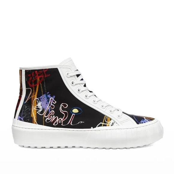 Fendi Noel Scribble Trainers High Top Sneakers Size 11 New